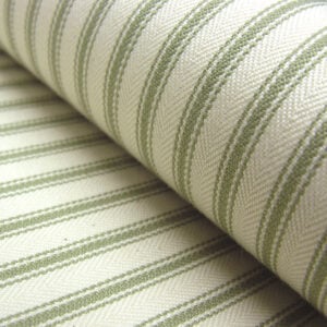 Ticking Fabric in Sage Green, material for curtains and blinds