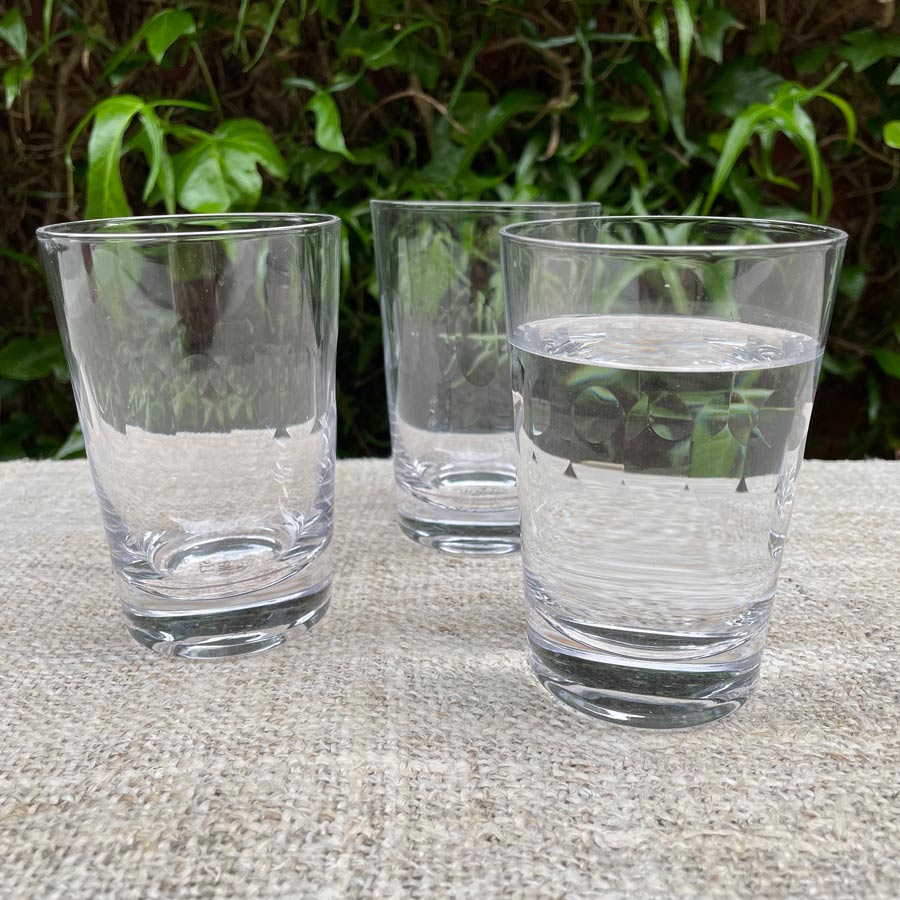 Set of Six Crystal Tumblers Lens Design