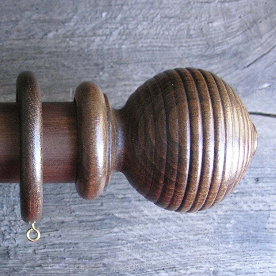 50mm Wooden Curtain Pole Set - Walnut finish