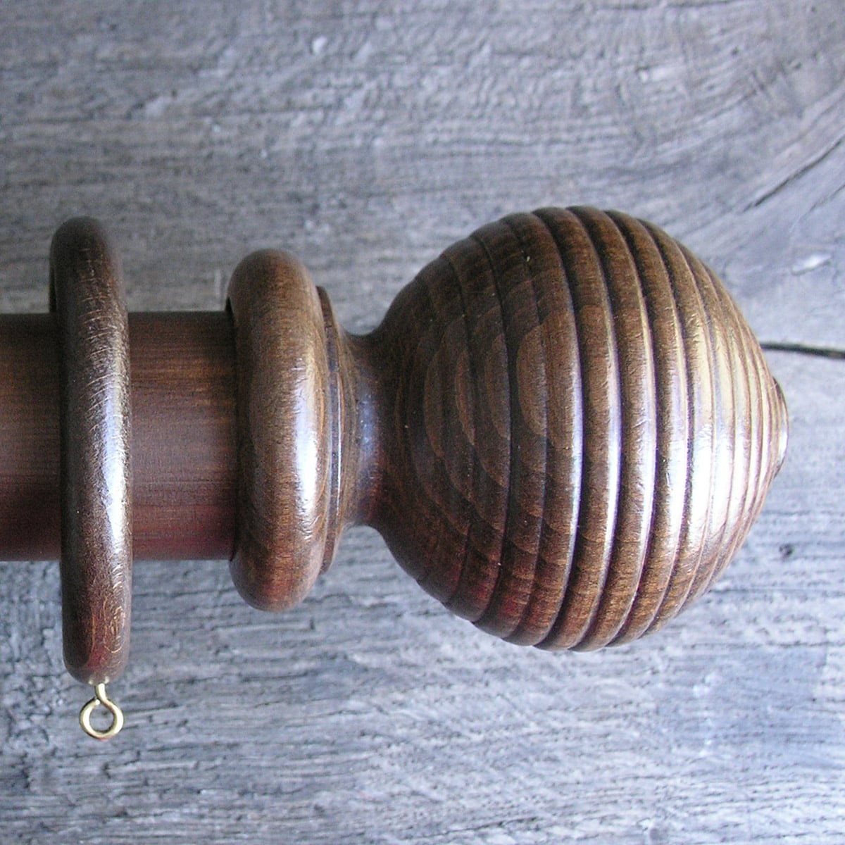 50mm Wooden Curtain Pole Set - Walnut finish - Image 2
