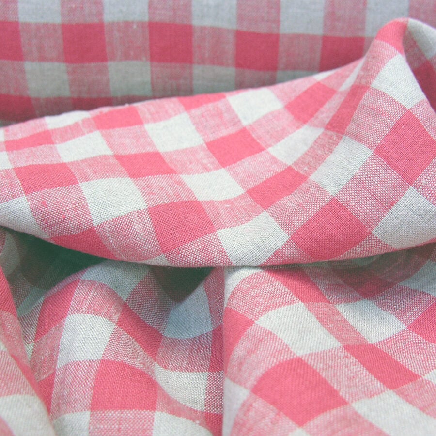 Washed Linen Check Rhubarb