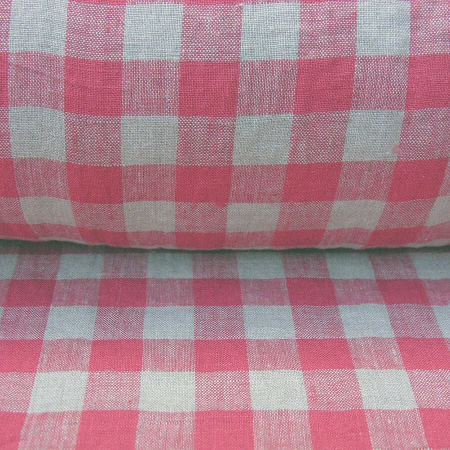 Washed Linen Check Rhubarb