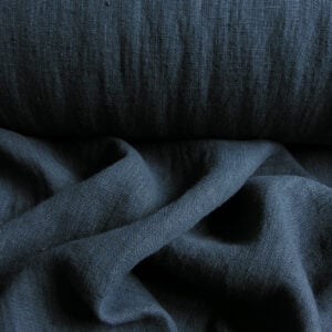 100% Linen fabric with a super soft drape in deep indigo blue.