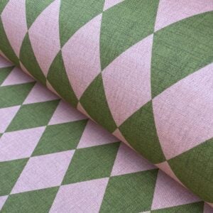 Harlequin fabric, A bold harlequin-style design in a pink & green