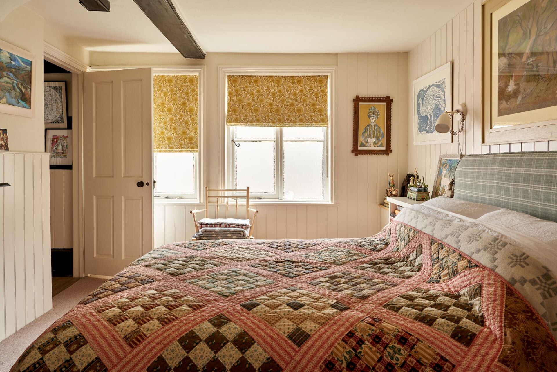 roman blind in cottage bedroom