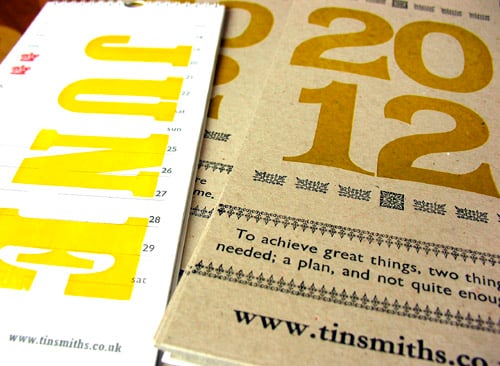 Letterpress calendar 2012