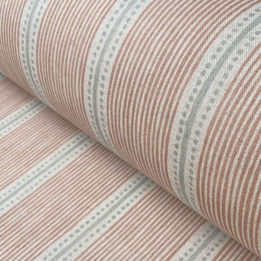 Extra Wide Avebury Stripe fabric Blush & Duckegg