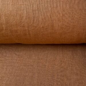Tinsmiths French Washed Linen Fabric Foxy Red Brown