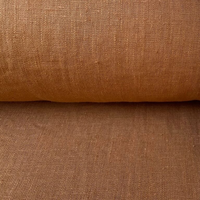 Tinsmiths French Washed Linen Fabric Foxy Red Brown