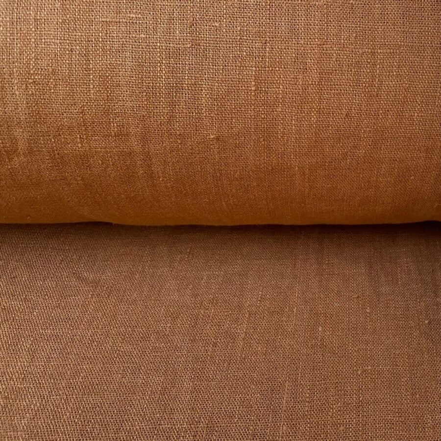 Tinsmiths French Washed Linen Fabric Foxy Red Brown