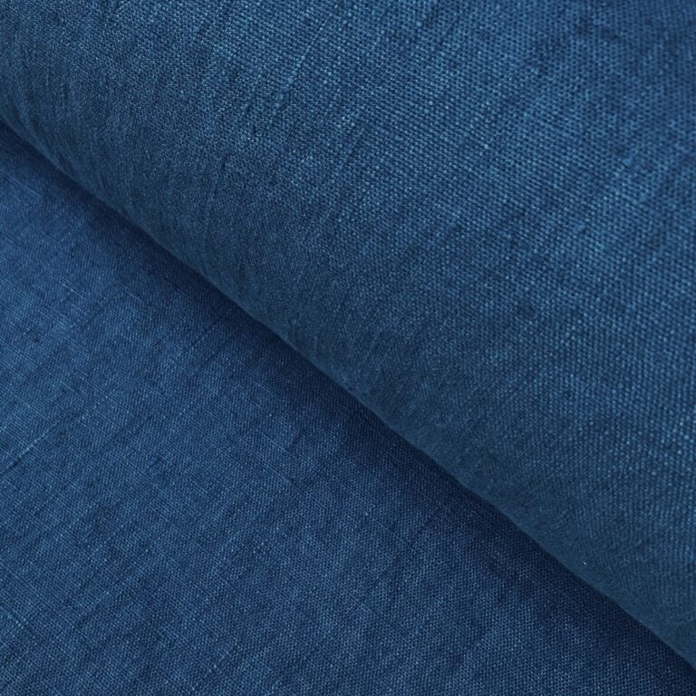 Tinsmiths French Washed Linen Fabric Prussian Blue