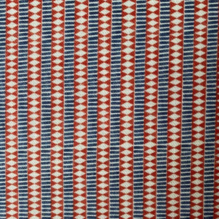 Tinsmiths Mexica Striped Fabric Cloth Red & Indigo suitable for curtains, blinds & Upholstery