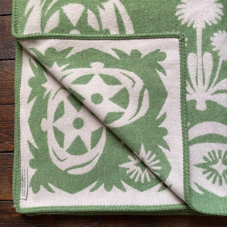 Papercut Flowers Wool Blanket Green