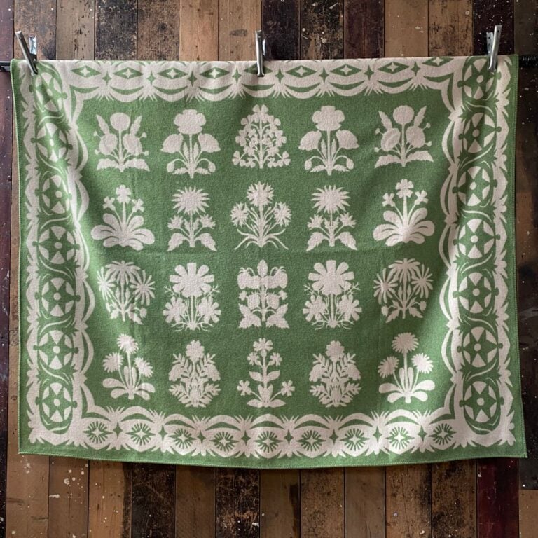 papercut flowers wool blanket