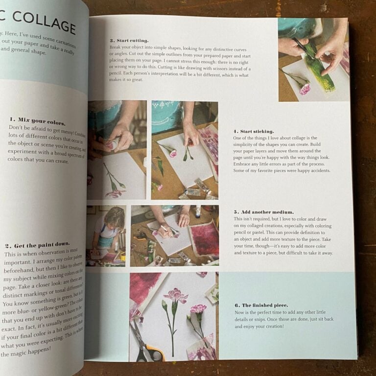 Instruction page of Cut Paper Pictures book by Clover Robin