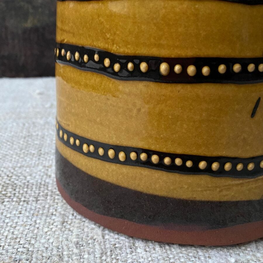 Erica Taylor Low Slipware Vase - Amber Ribbon ELTV