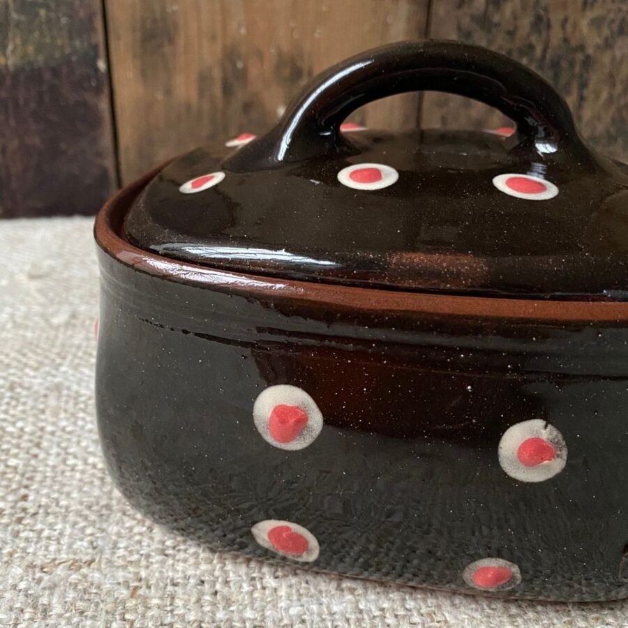 Erica Taylor Low Butter Dish - Black Spotty ETBU5