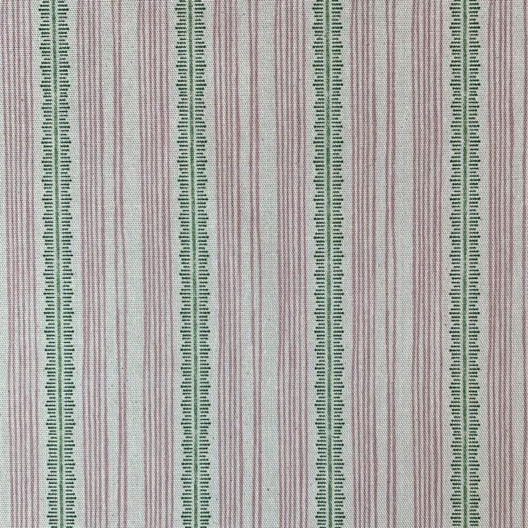 Tinsmiths Striped Feather Stripe Fabric on a roll in carnation pink & Leaf Green
