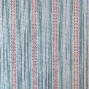 Tinsmiths Striped Feather Stripe Fabric on a roll in seagreen & coral