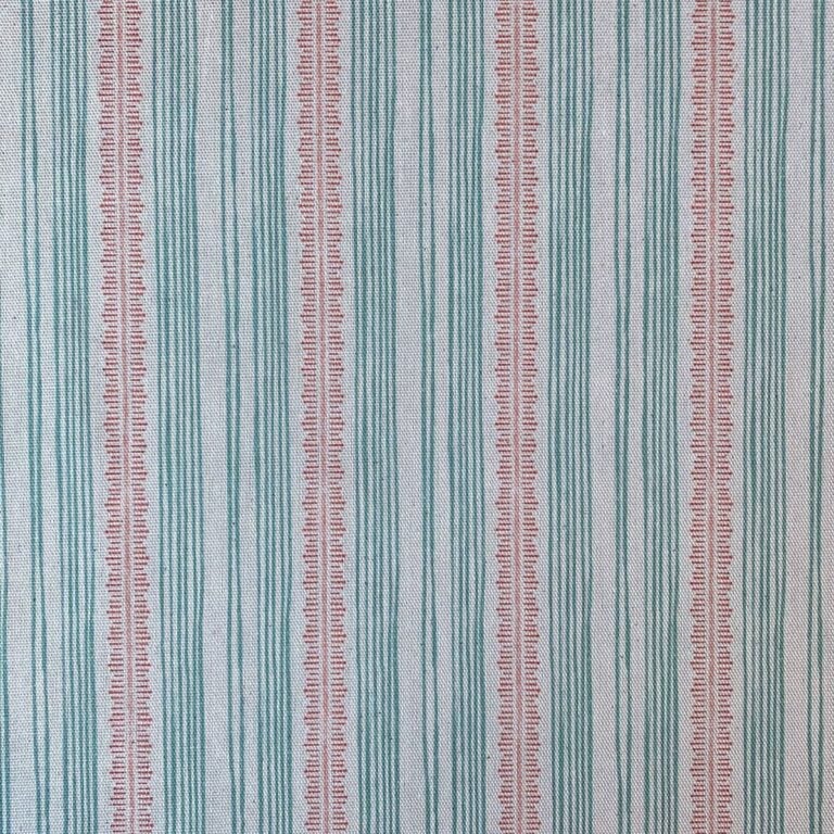 Tinsmiths Striped Feather Stripe Fabric on a roll in seagreen & coral