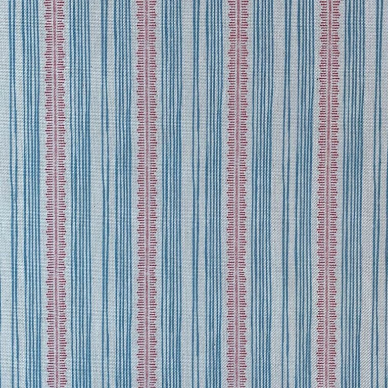 Tinsmiths Striped Feather Stripe Fabric on a roll in strawberry red & Blue