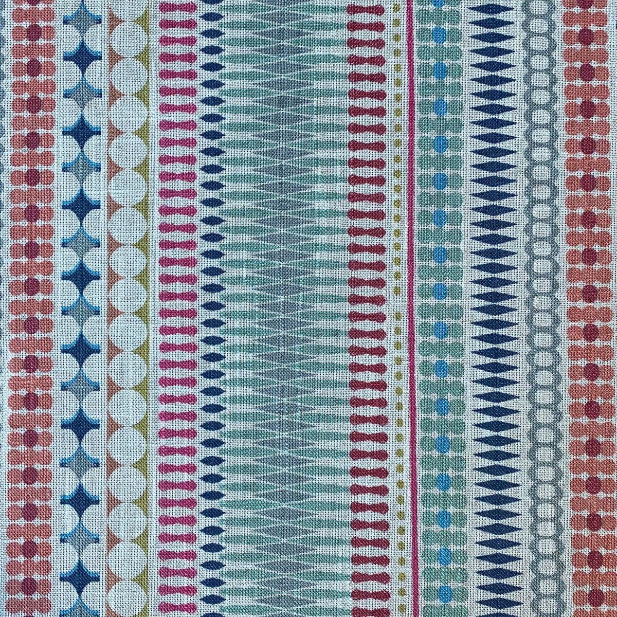 Tinsmiths Omega Striped Fabric roll in seagreen & raspberry