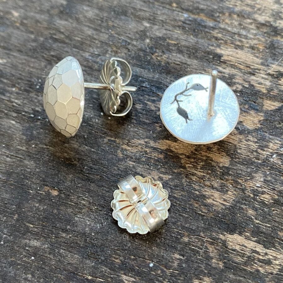 Silver Faceted Dome Earrings CDLT 3/10a