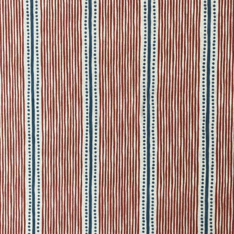 Red & Blue striped fabric at an angle