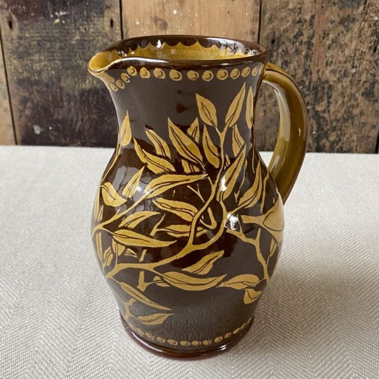 Katie B Morgan slipware Harvest Jug on tablecloth