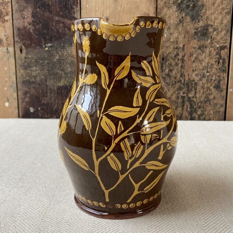 Katie B Morgan slipware Harvest Jug on tablecloth