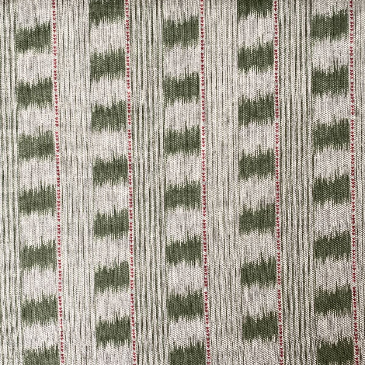 Sage green Striped linen Flat lay