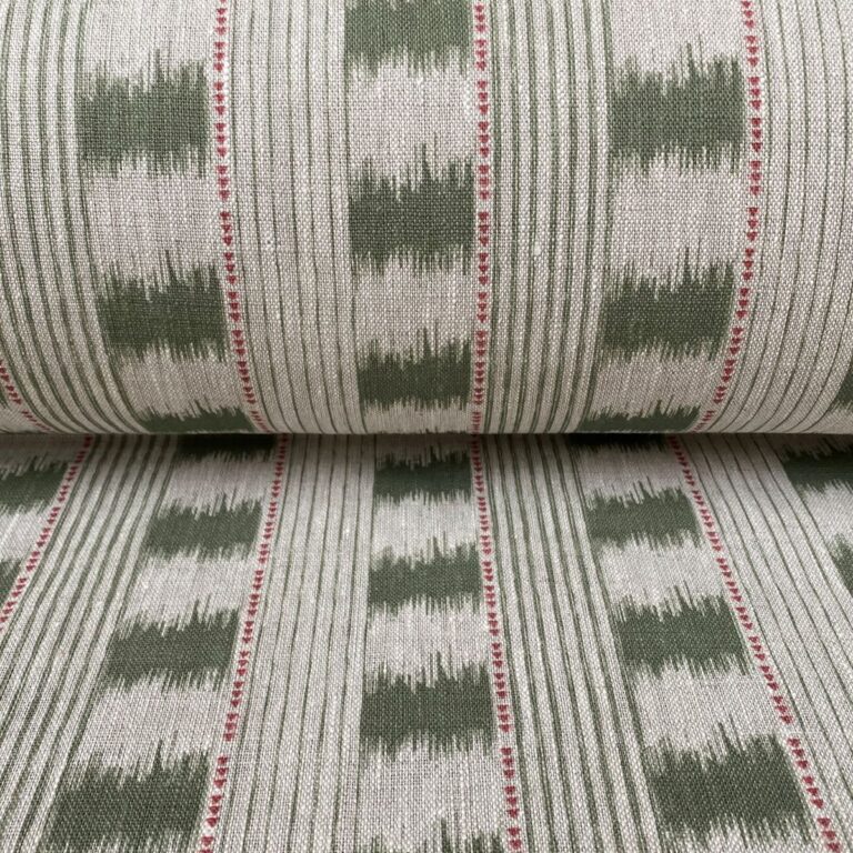 Sage green Striped linen on a roll