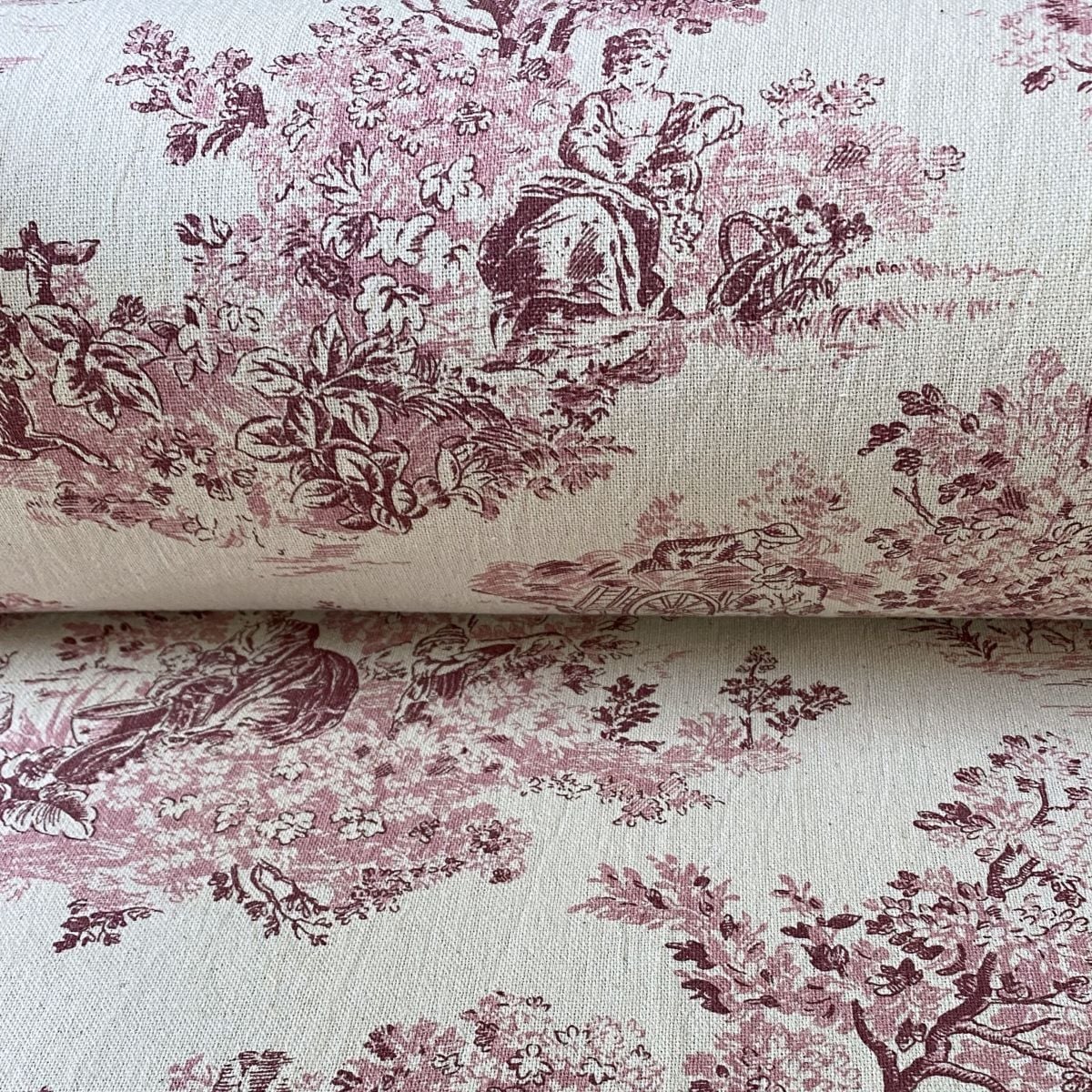 Elysium print fabric on a roll Raspberry pink design