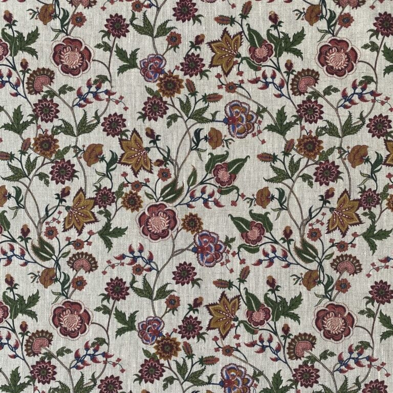 Melody Linen Raspberry & Leaf Green - Image 2