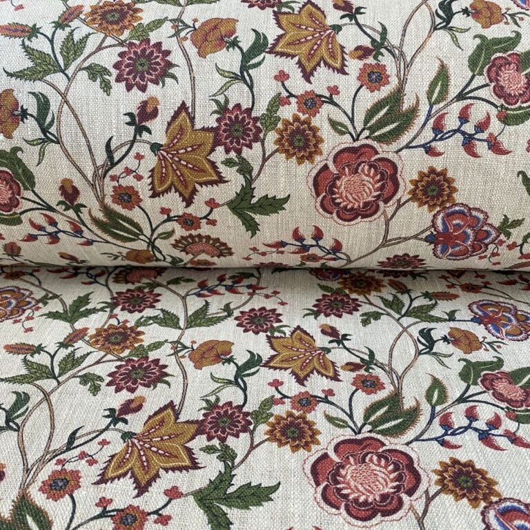 Melody Linen Raspberry & Leaf Green - Image 3