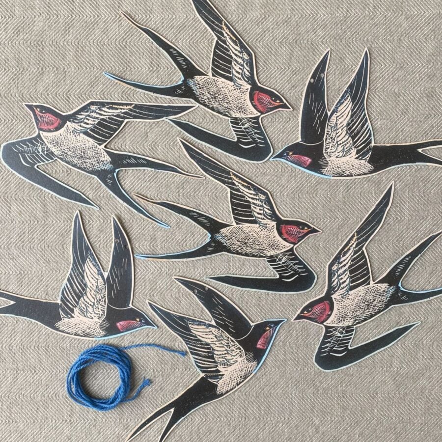 Angela Harding garland of paper swallows