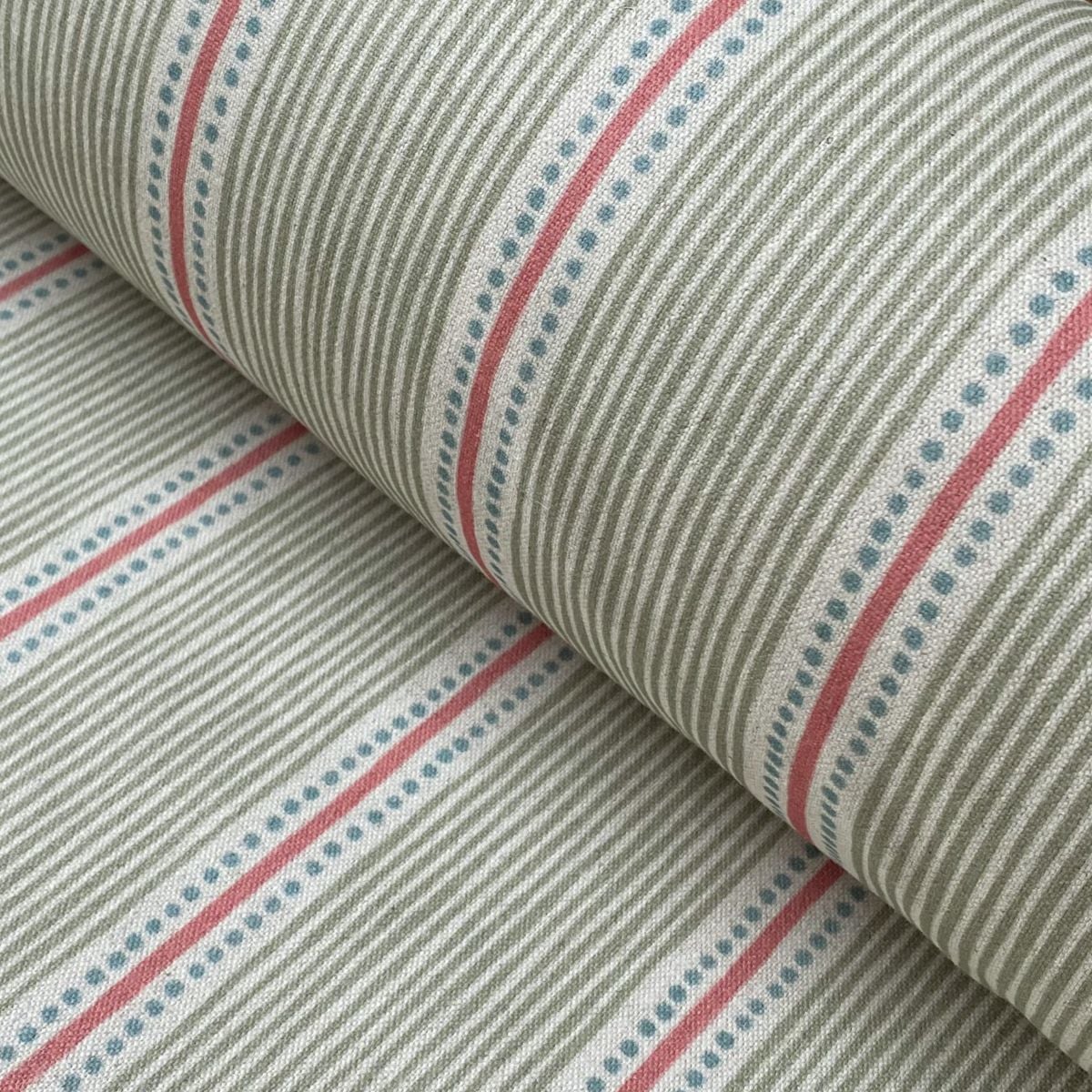 Extra Wide Avebury Stripe fabric Sage & Candy Pink
