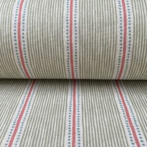 Extra Wide Avebury Stripe fabric Sage & Candy Pink