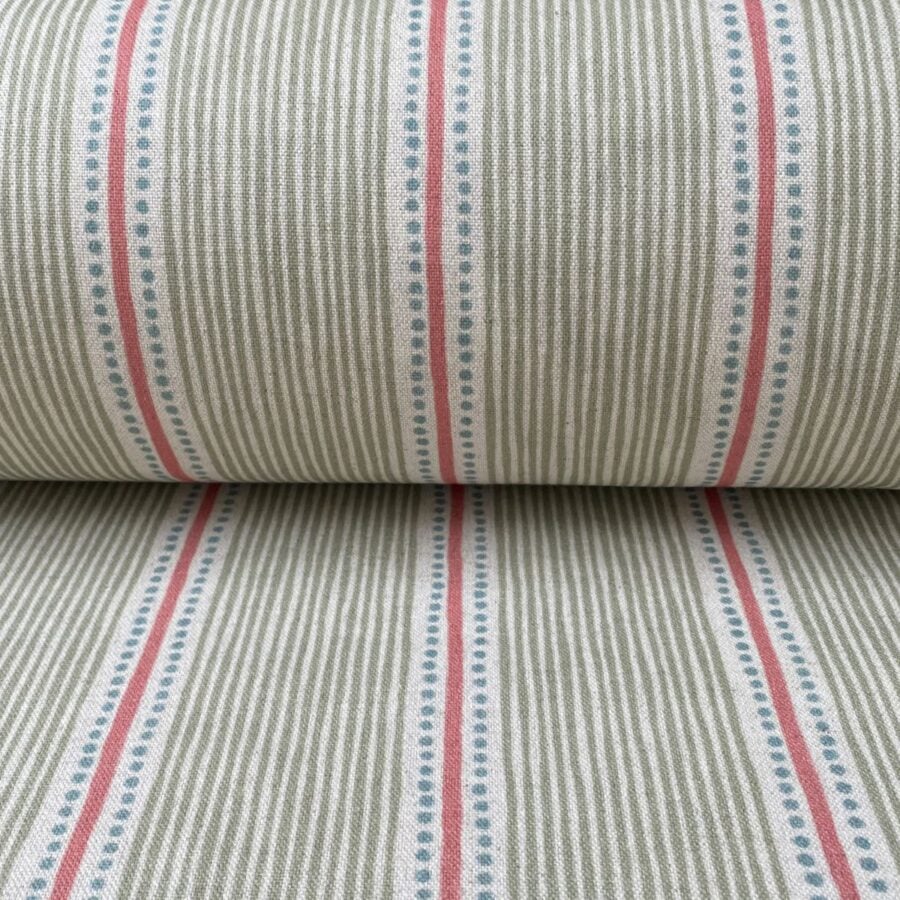 Extra Wide Avebury Stripe fabric Sage & Candy Pink