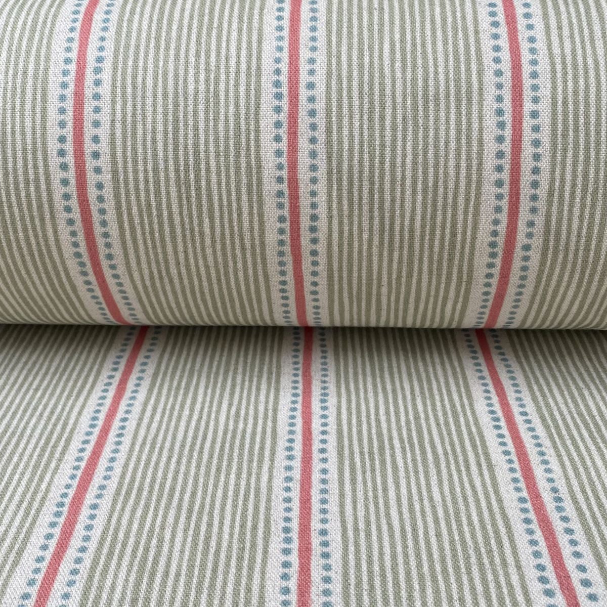 Extra Wide Avebury Stripe fabric Sage & Candy Pink