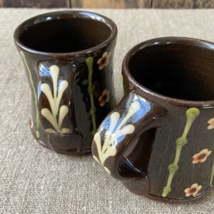 Detail of Paul Young Blossom-sprigged black Mugs