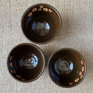 Trio of Paul Young Blossom-sprigged tea bowls