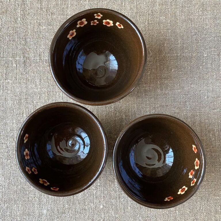 Trio of Paul Young Blossom-sprigged tea bowls