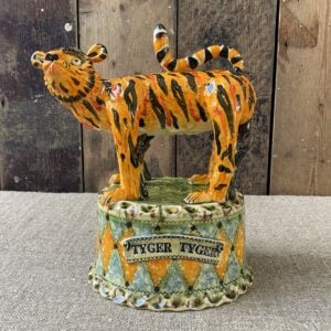 Highly detailed, ceramic slipware tiger by Paul Young