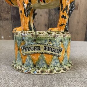 Highly detailed, ceramic slipware tiger by Paul Young