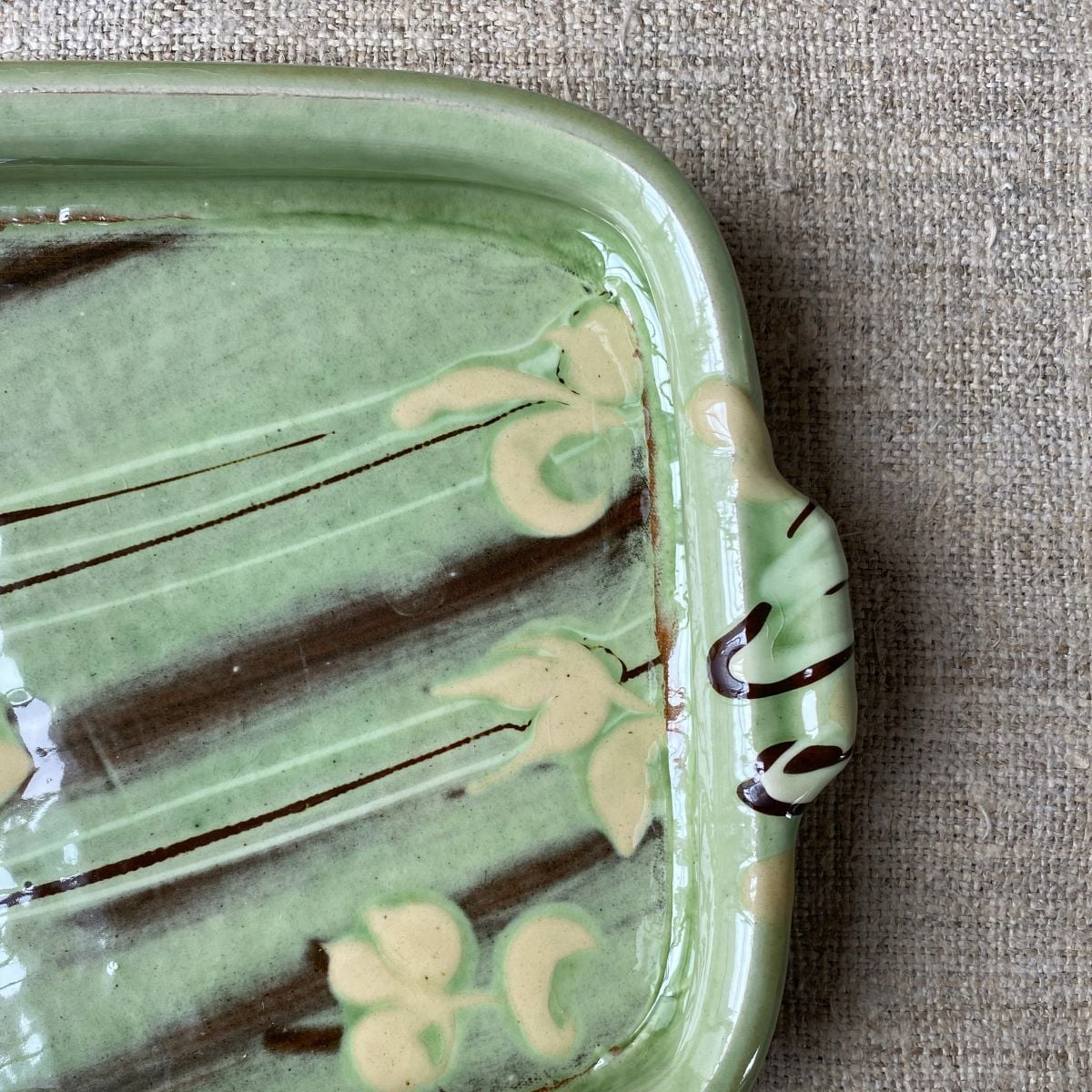 Patia Davis green glazed rectangular baking dish