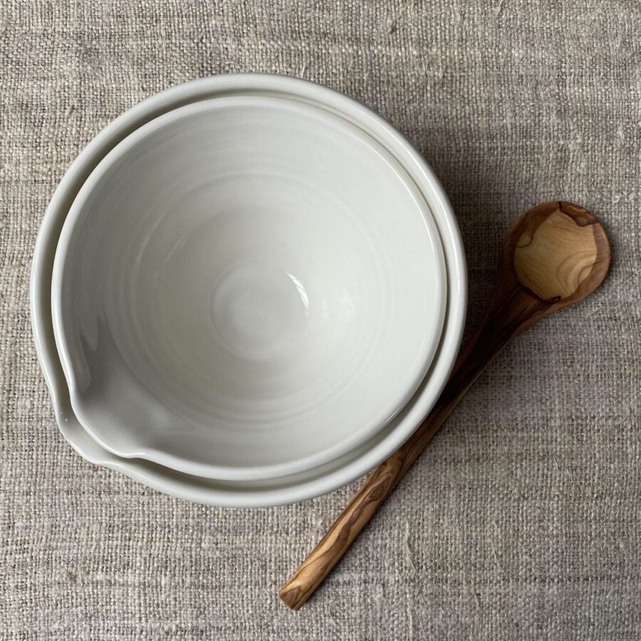 Stuart Houghton Large Lipped Bowl in white glaze
