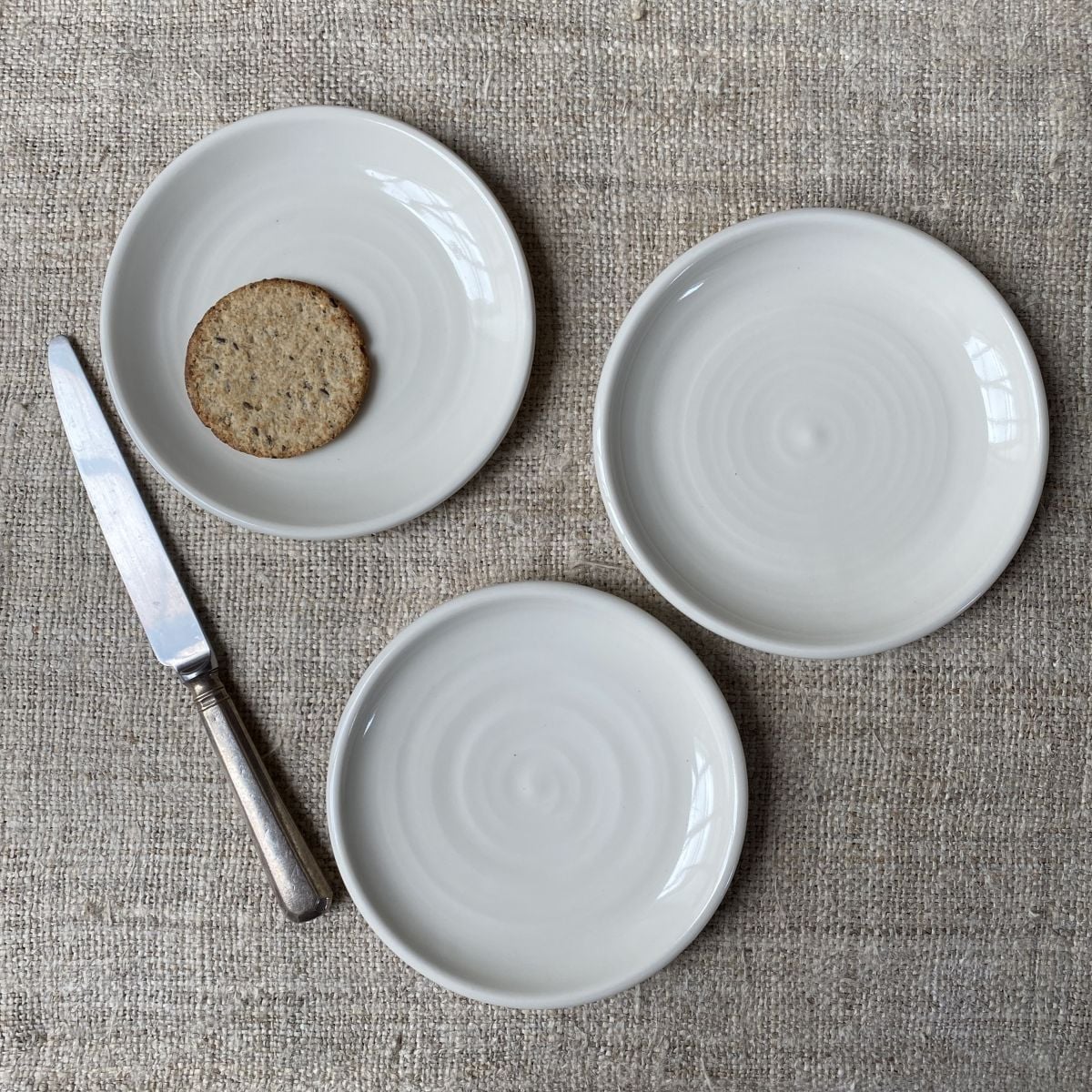 Stuart Houghton Side Plate Trio in white glaze