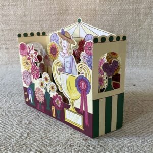 3D Card designed by Alice Pattullo depicting a woman at a flower show
