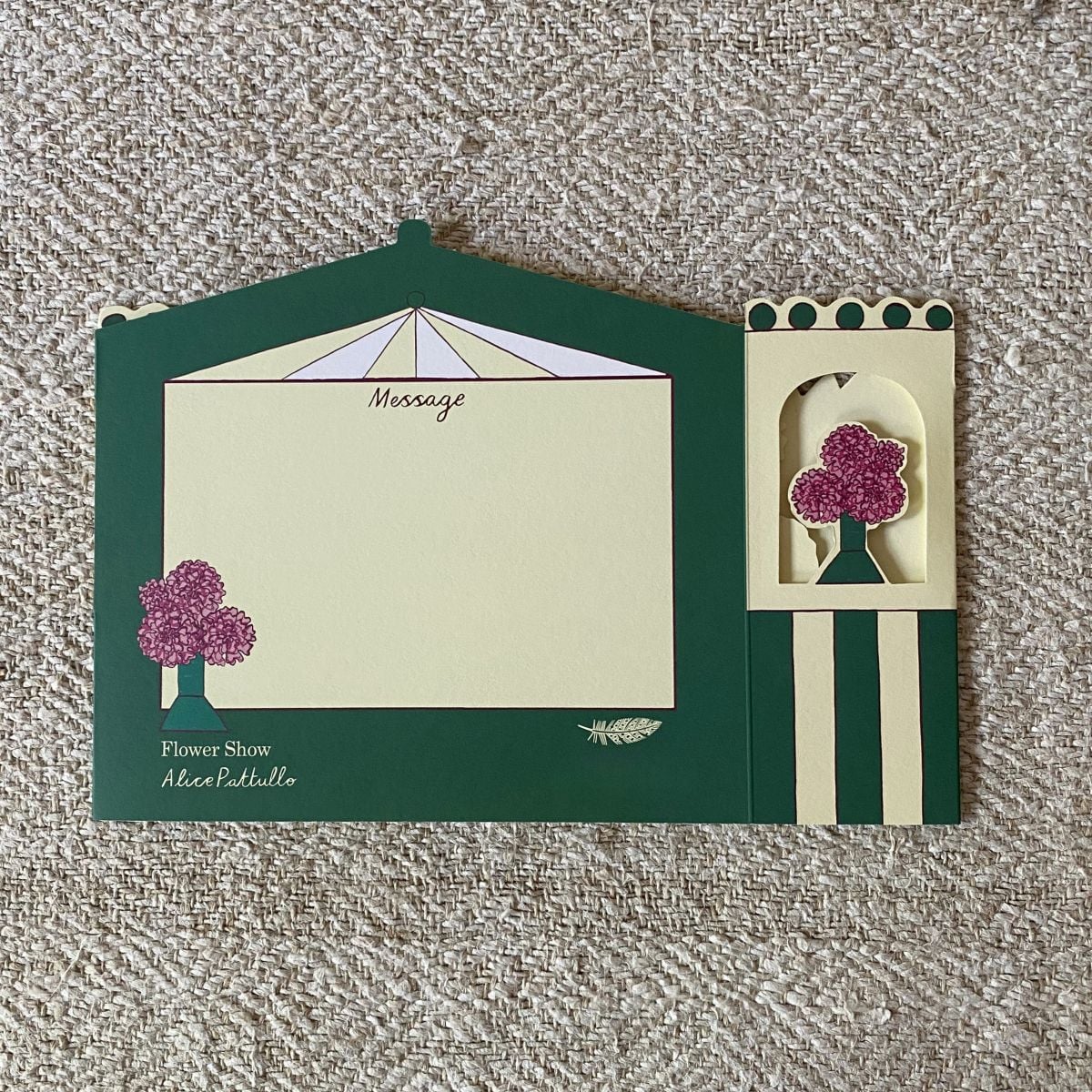 3D Card designed by Alice Pattullo depicting a woman at a flower show